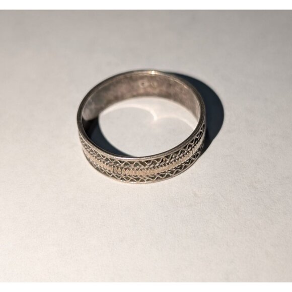 Sterling Silver 925 Vintage Style Band Ring Sz 10 Intricate Engraved Pattern - Picture 2 of 7